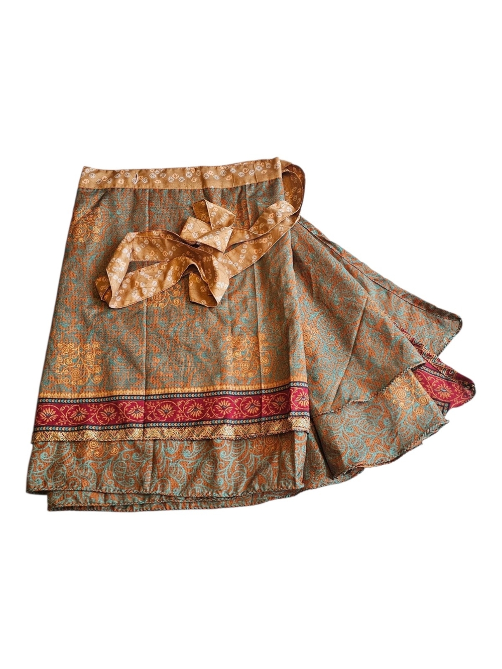 Darn Good Yarn Boho Wrap Skirt XL Reversible Sari Style Festival Maxi Midi